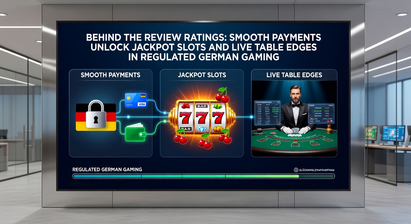 Screenshot einer Casino-Bewertungsseite mit Fokus auf Zahlungsoptionen und Slot-Symbolen