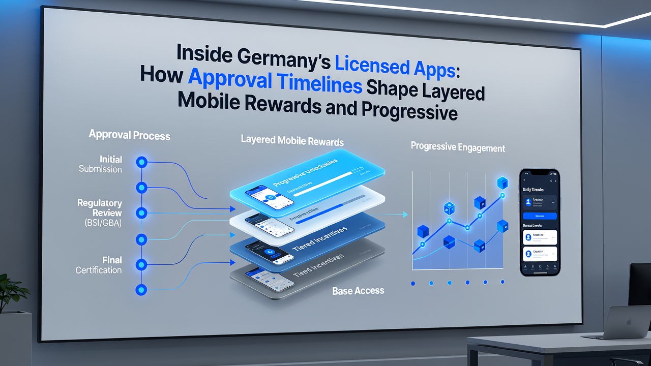 Mobile App-Oberfläche mit gestaffelten Belohnungen und progressiven Tischspielen in einem lizenzierten deutschen Casino