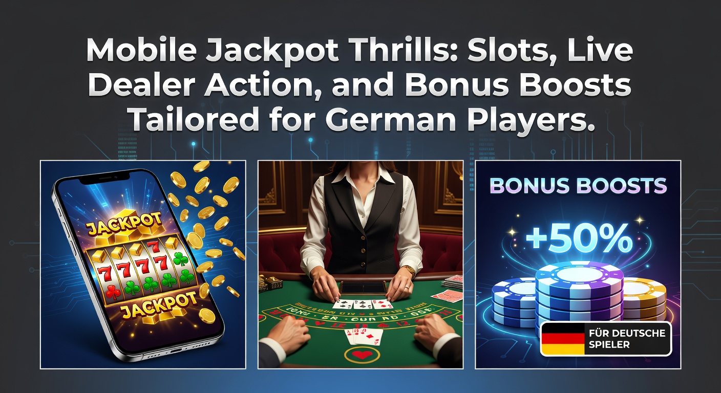 Smartphone mit leuchtendem Slot-Jackpot und Live-Dealer-Tisch im Hintergrund, optimiert für mobile Spieler in Deutschland